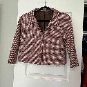 Old Navy Pink and Brown Crop Pattern Blazer